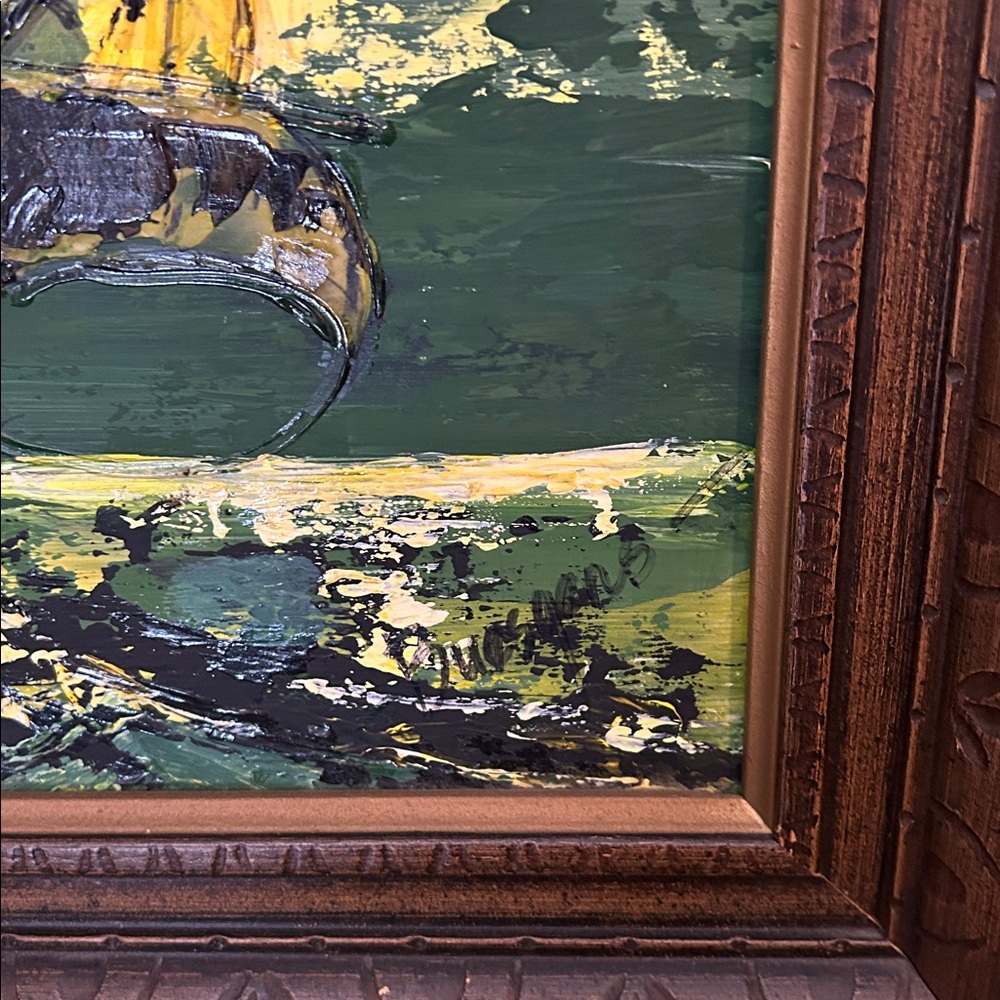 Ship painting on board green theme 
20x24 inch wood frame 
Excellent condition - Picture 3 of 7